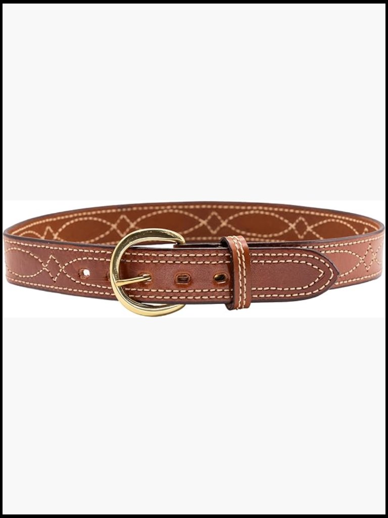 Full Grain Leather Reversible Belt With Suede Lining And Fancy Stitch